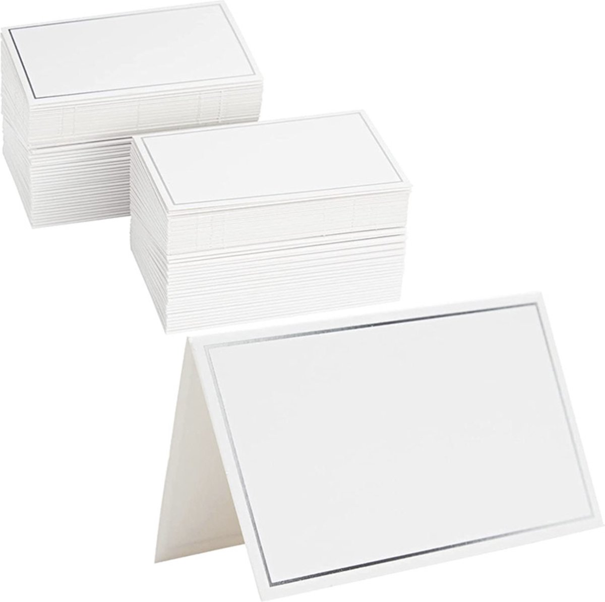 Joya Party® Naamkaartjes voor Tafelschikking van 25 stuks voor een Bruiloft of Feest | Tafelkaartjes Zilver met Wit | Tafel Plaatskaartjes